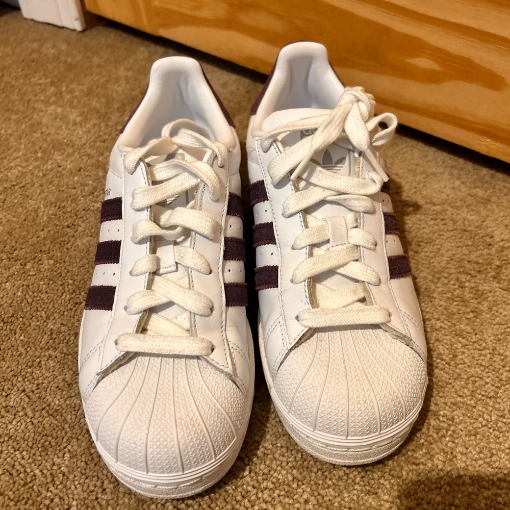 adidas White and Purple Athletic Shoes